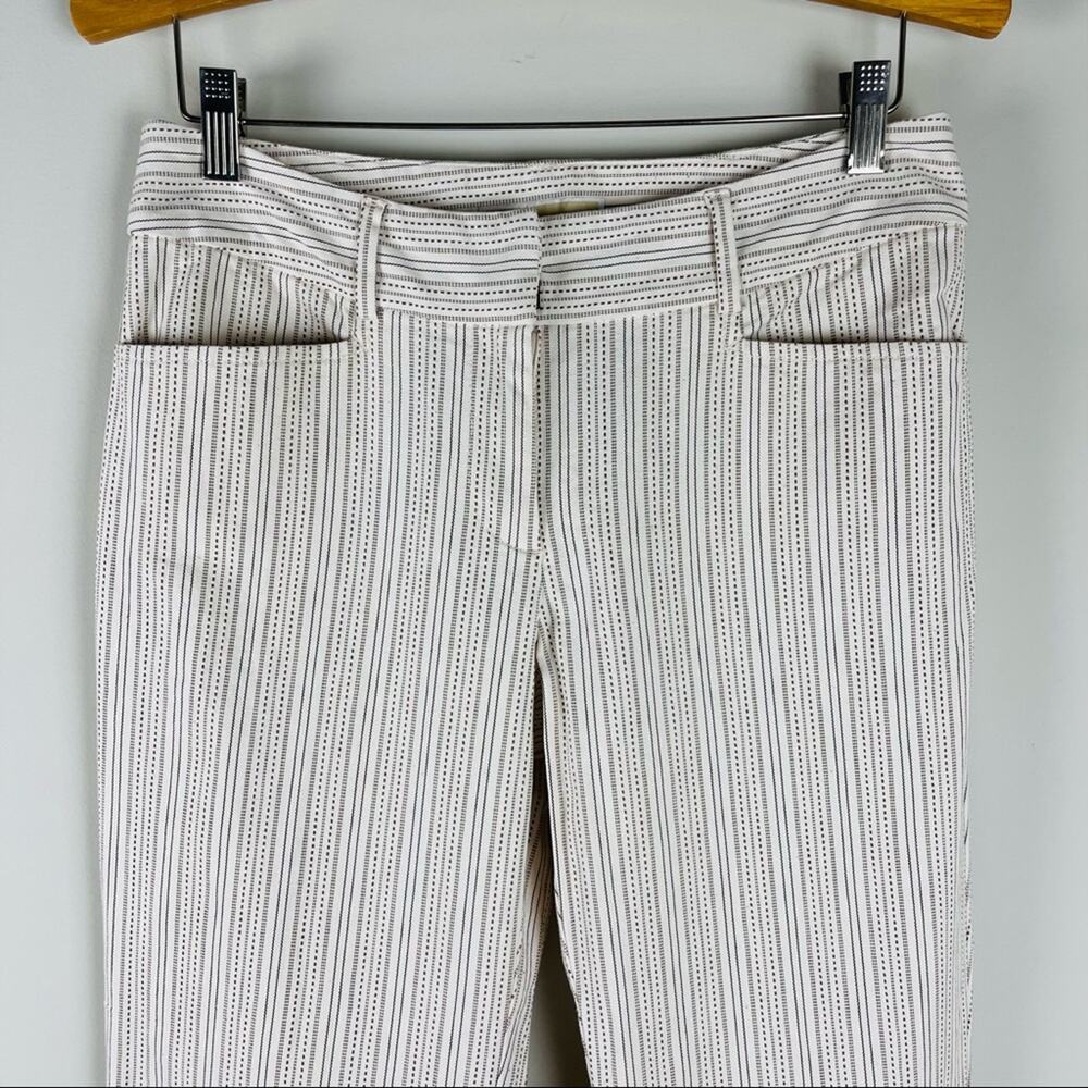 Michael Kors cream brown striped boot cut flare preppy light academia pants 8 - Picture 2 of 9